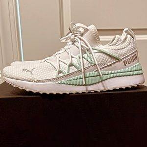 White and Teal Size 8 Puma - Running Sophia Slip On